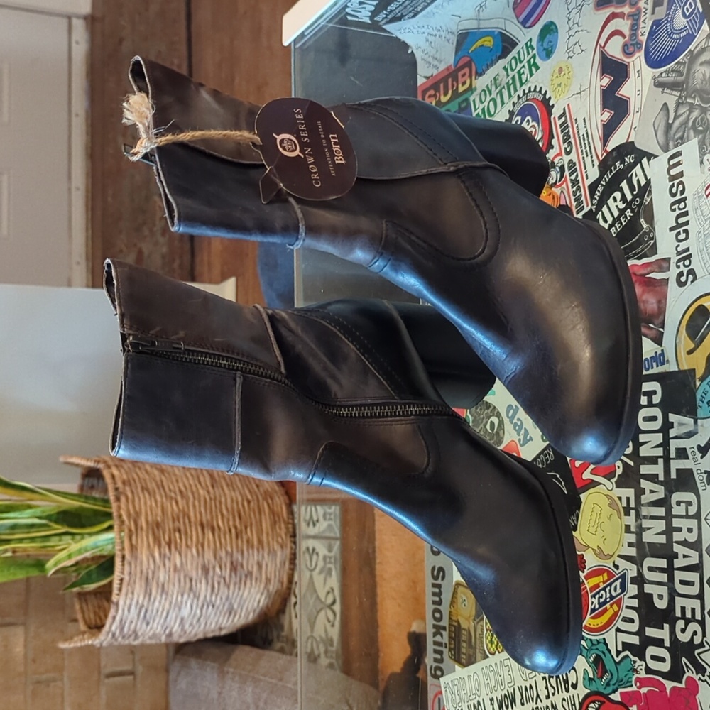 Born patchwork leather heeled ankle boots